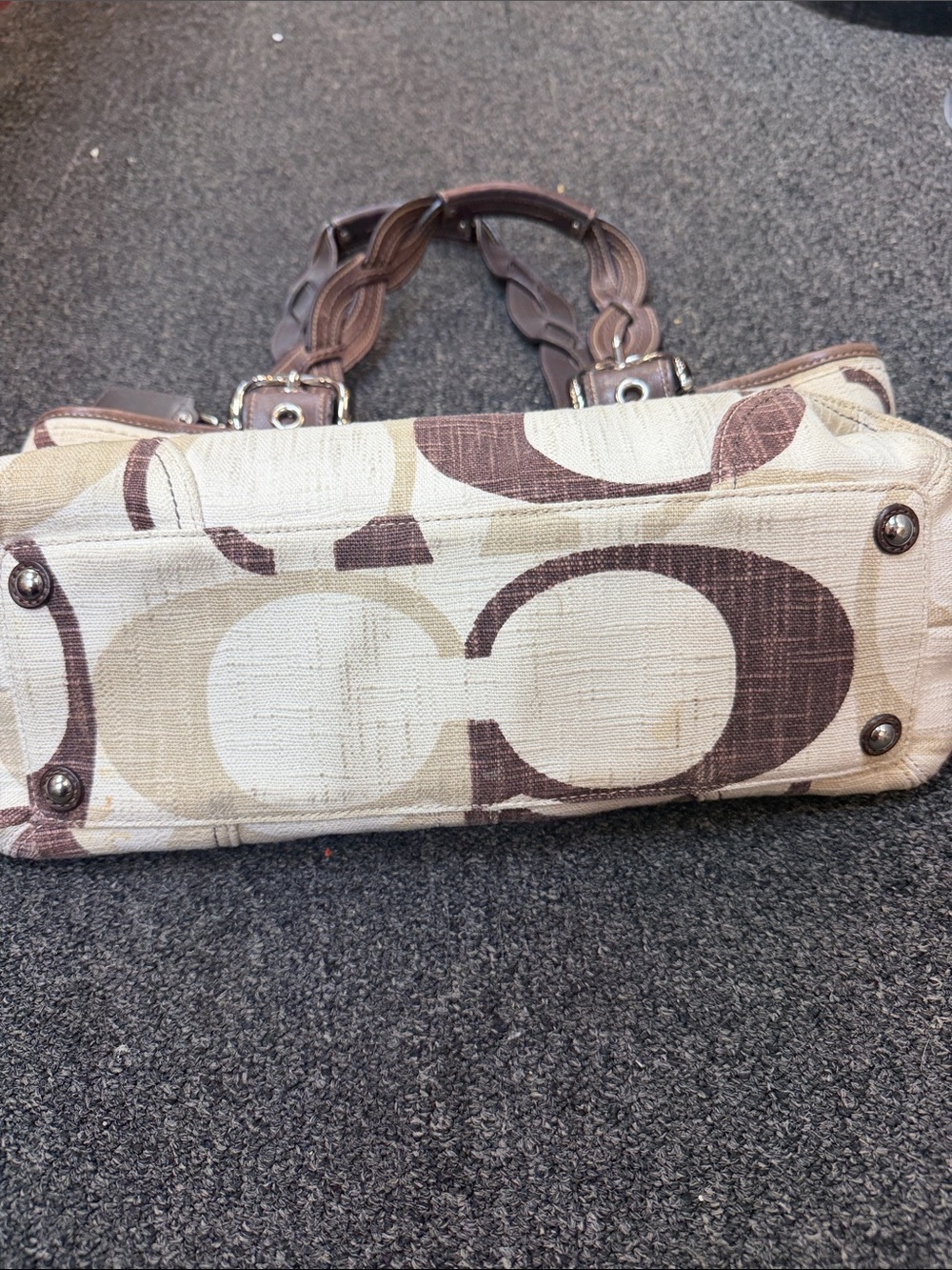 Coach F11662 Carly y2k Signature Tonal Canvas Tote with Braided Leather Handles - Picture 5 of 5